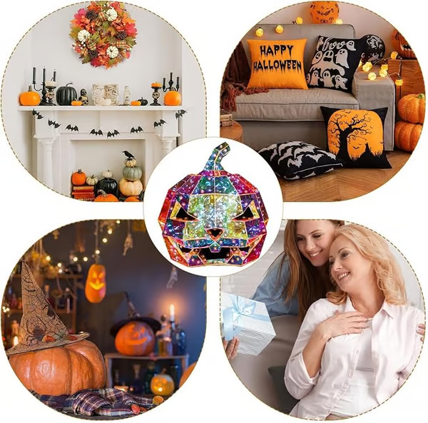🎃 Prism Pumpkin Night Light | Iridescent LED Halloween Decor