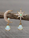 Moon star asymmetric earrings