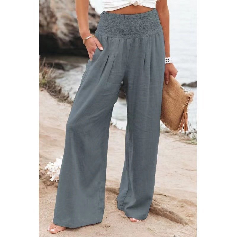 Casual wide leg cotton and linen loose trousers⭐