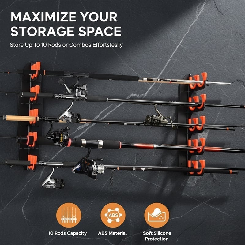 Wall & Ceiling Mounted Fishing Rod Rack – Space-Saving Storage for Rods & Combos 🎣🔩
