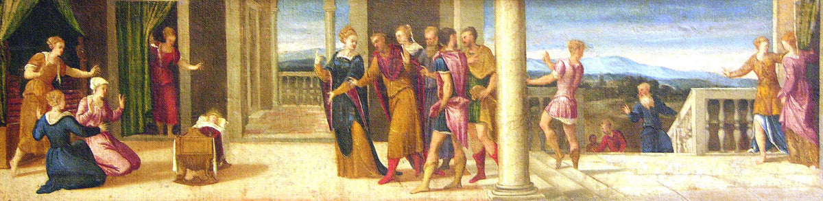 The Legend of the Infant Servius Tullius by Bonifacio de' Pitati (Bonifacio Veronese) - Oil Painting canvas print