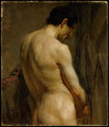 Male Academy Figure Half-Length, Side View by Eugène Delacroix - Romantic canvas print