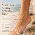 ✨ Gold Initial Anklet – 14K Gold Plated, Waterproof Adjustable Letter Pendant, Stackable Beach Jewelry