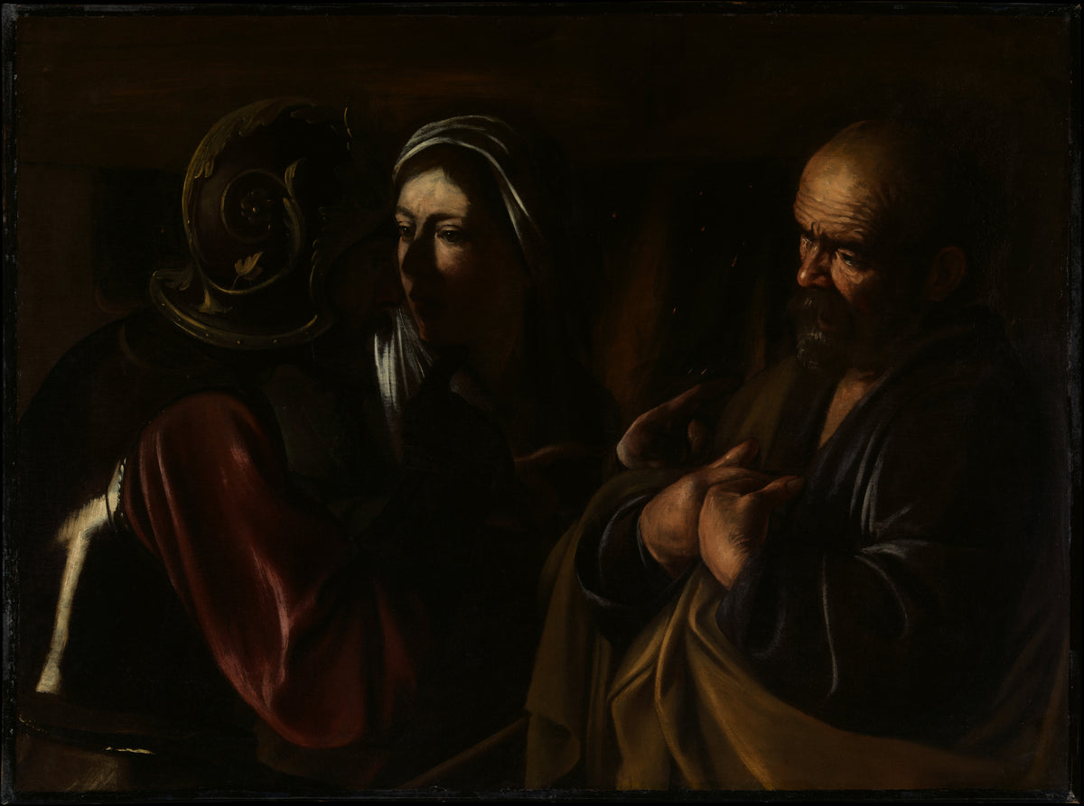 The Denial of Saint Peter by Caravaggio (Michelangelo Merisi) - Baroque canvas print