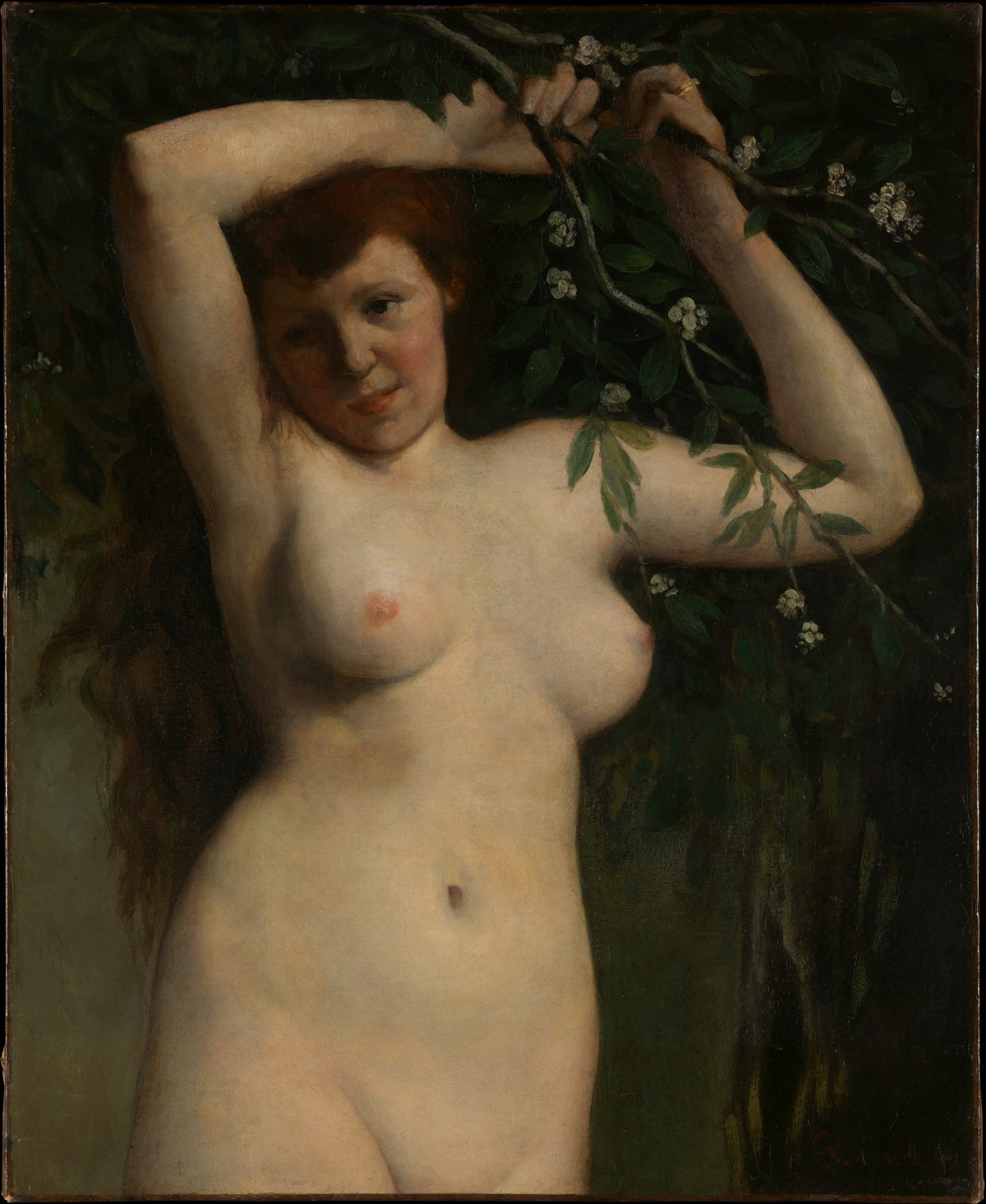 Nude with Flowering Branch by Gustave Courbet - Realist canvas print