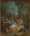 Halt of the Hunt by Carle (Charles André) Vanloo - Oil Painting canvas print