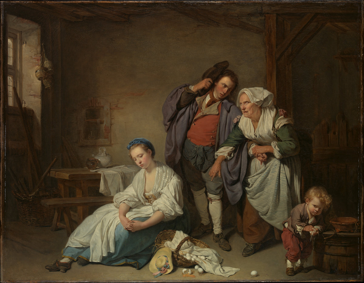 Broken Eggs by Jean-Baptiste Greuze - Oil Painting canvas print