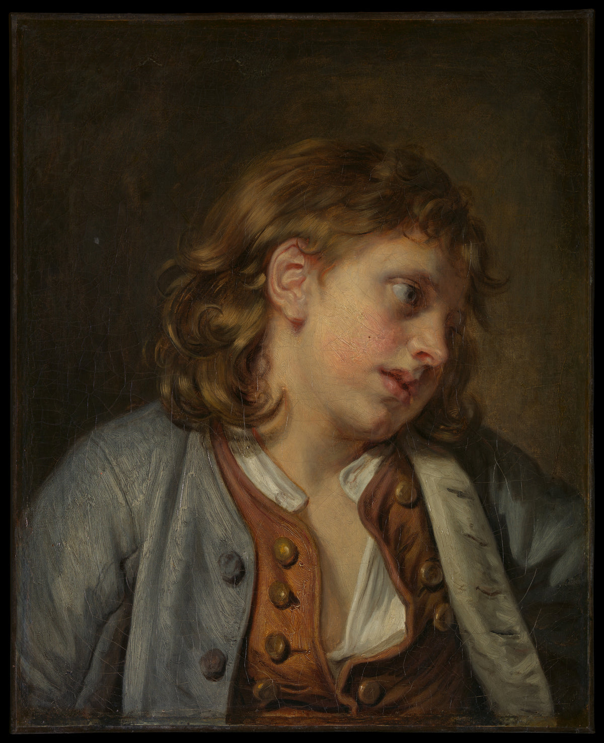Head of a Young Boy by Jean-Baptiste Greuze - Oil Painting canvas print