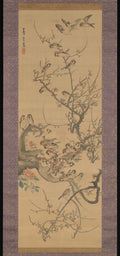 Sparrows in a Plum Tree by Nagasawa Rosetsu 長澤蘆雪 - Ink Painting canvas print