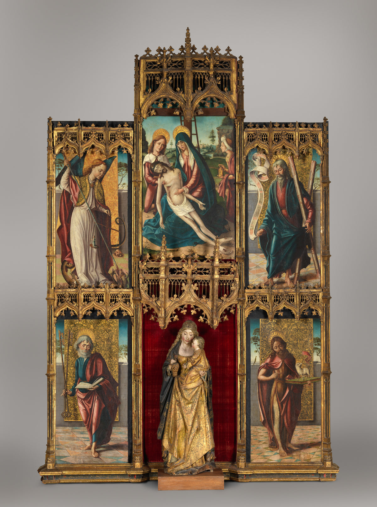 Virgin and Child with the Piet and Saints by Spanish (Castilian) Painter - Tempera canvas print