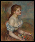 A Young Girl with Daisies by Auguste Renoir - Impressionist canvas print
