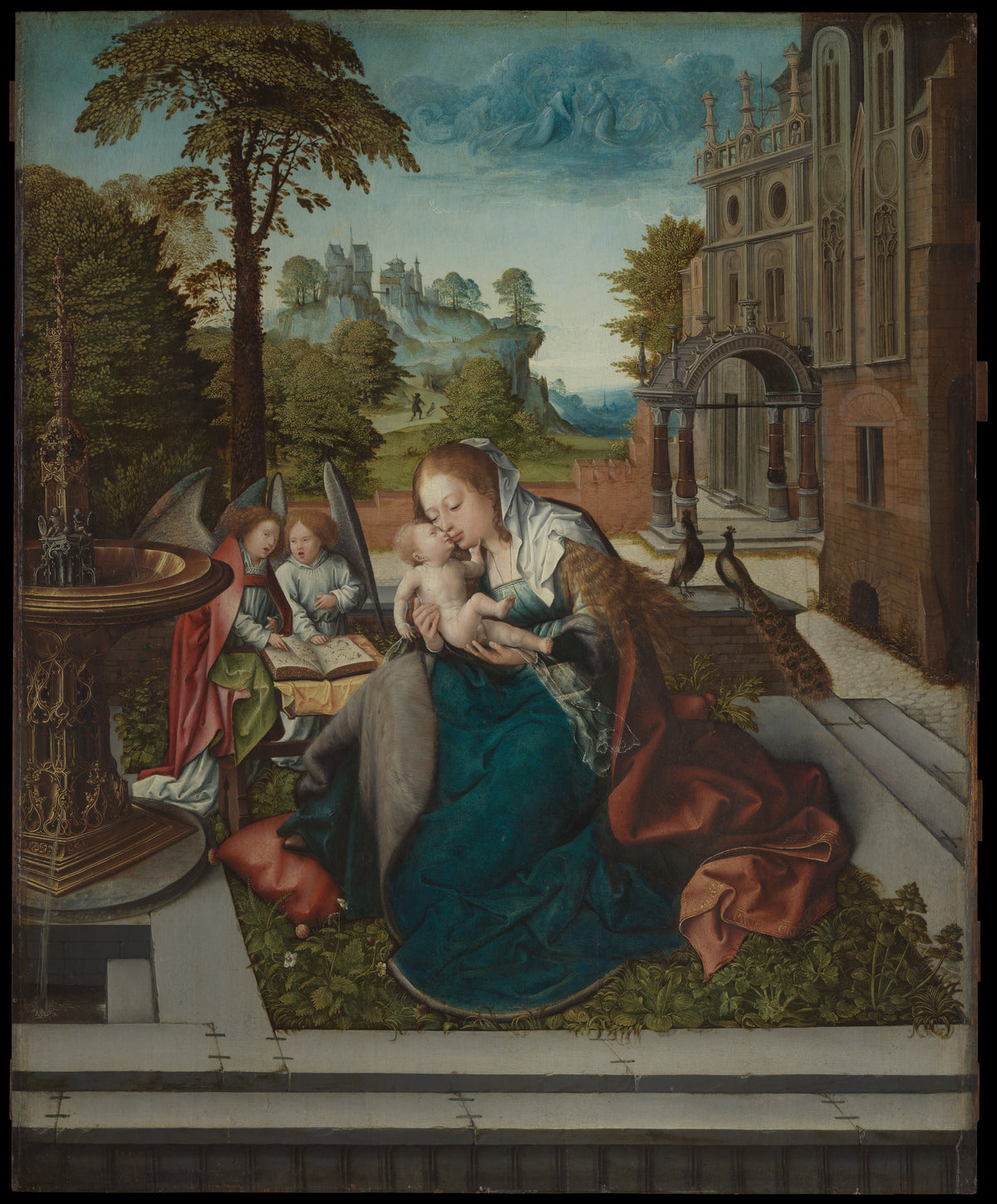Virgin and Child with Angels by Bernard van Orley - Classic Art canvas print
