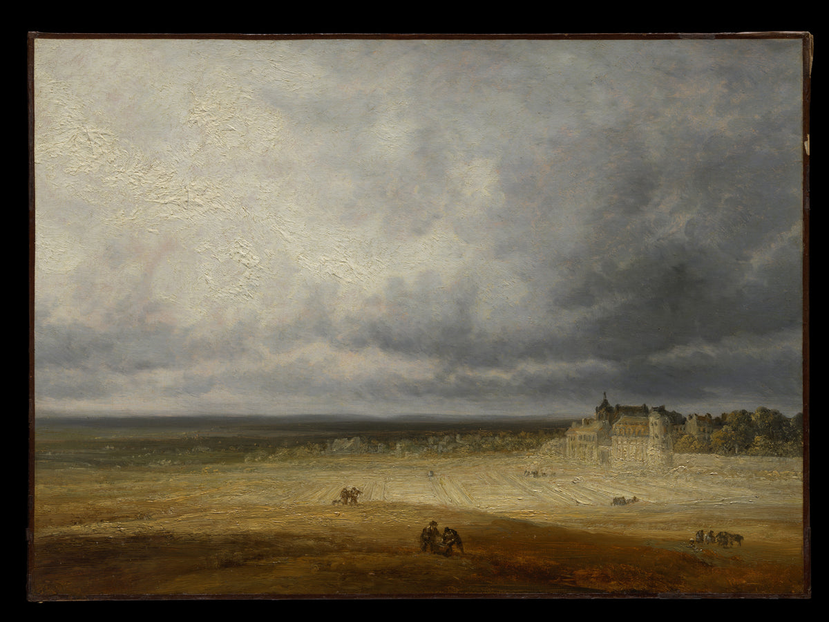 Landscape with a Plowed Field and a Village by Georges Michel - Oil Painting canvas print