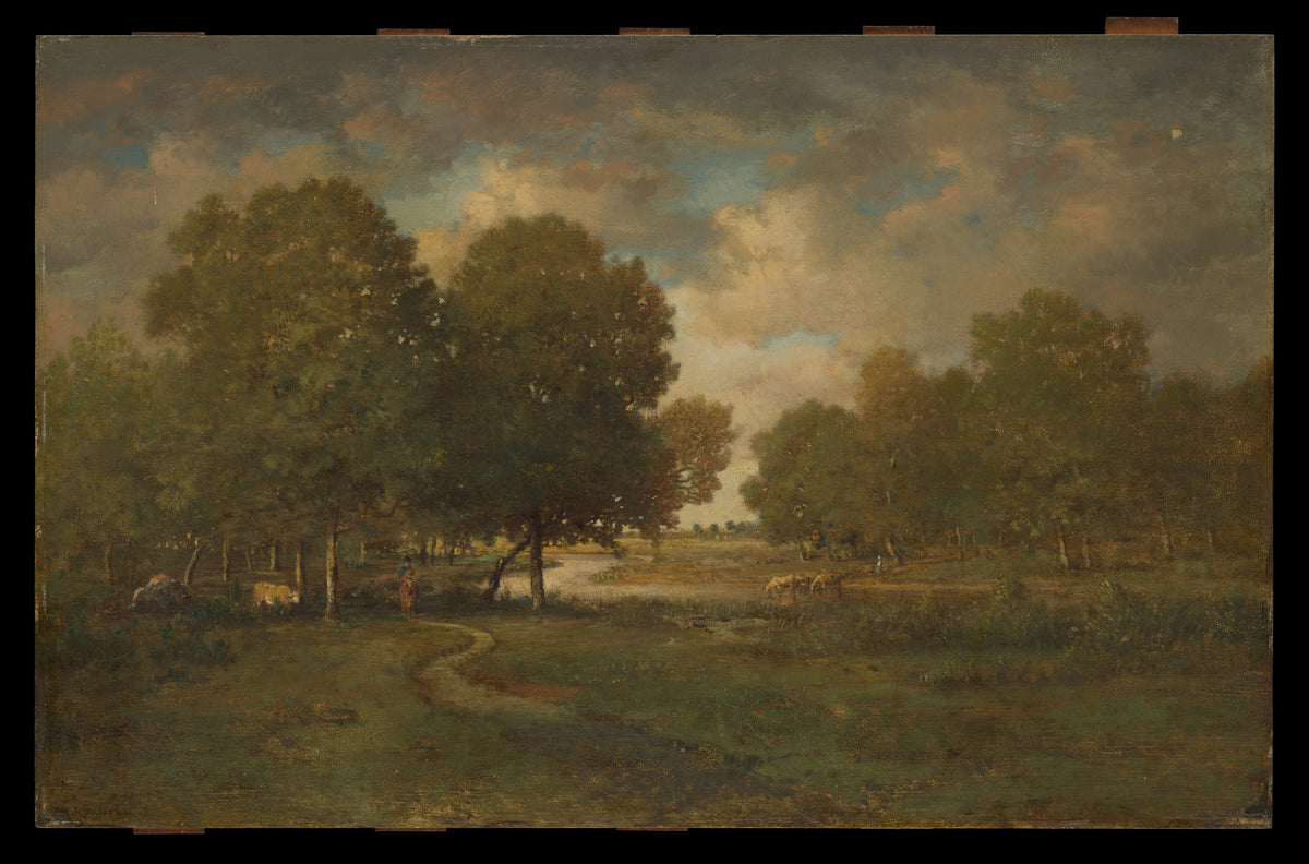 A River in a Meadow by Théodore Rousseau - Naive Art canvas print