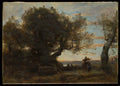 Landscape with Figures Les Bohmiens by Camille Corot - Realist canvas print