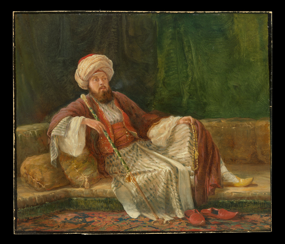 Western Gentleman in Oriental Costume by British Painter - Oil Painting canvas print