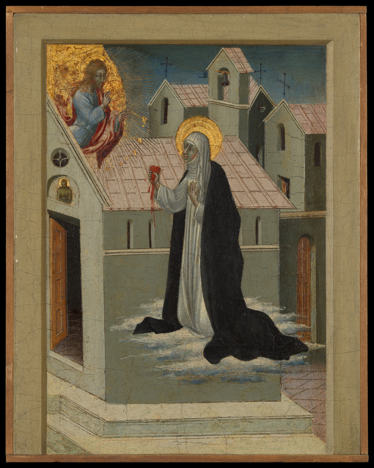 Saint Catherine of Siena Exchanging Her Heart with Christ by Giovanni di Paolo (Giovanni di Paolo di Grazia) - Tempera canvas print