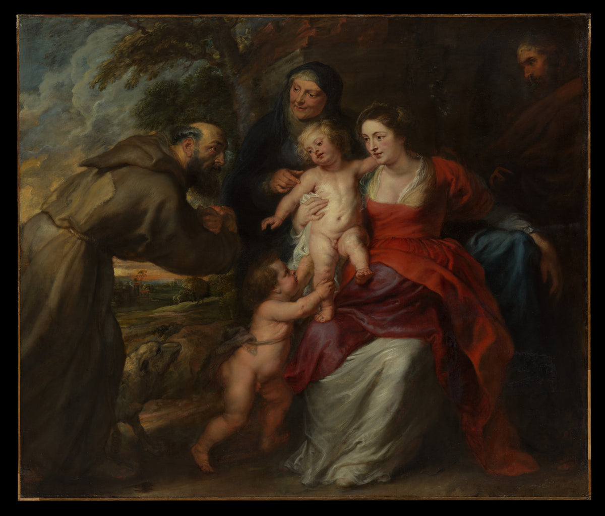 The Holy Family with Saints Francis and Anne and the Infant Saint John the Baptist by Peter Paul Rubens - Baroque canvas print