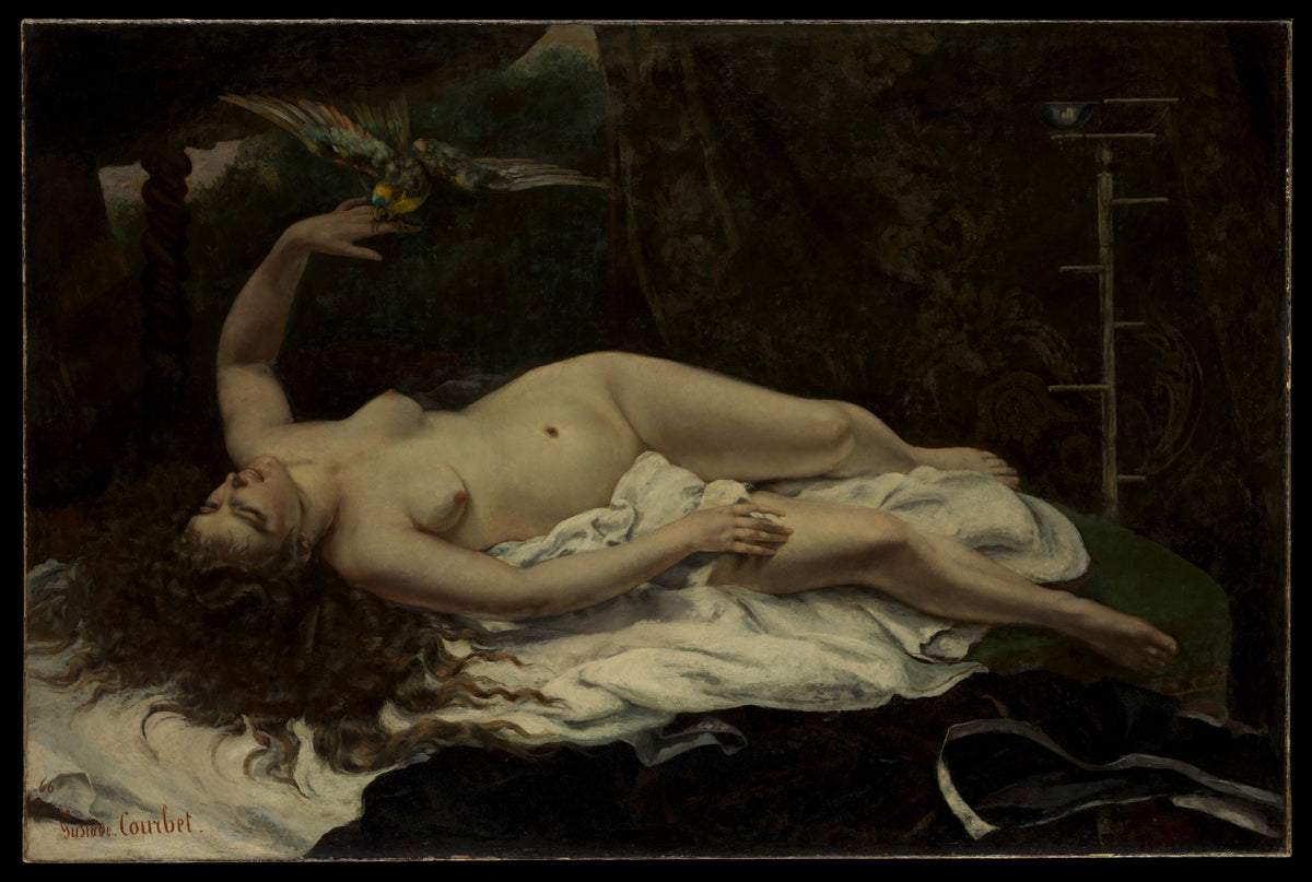 Woman with a Parrot by Gustave Courbet - Realist canvas print