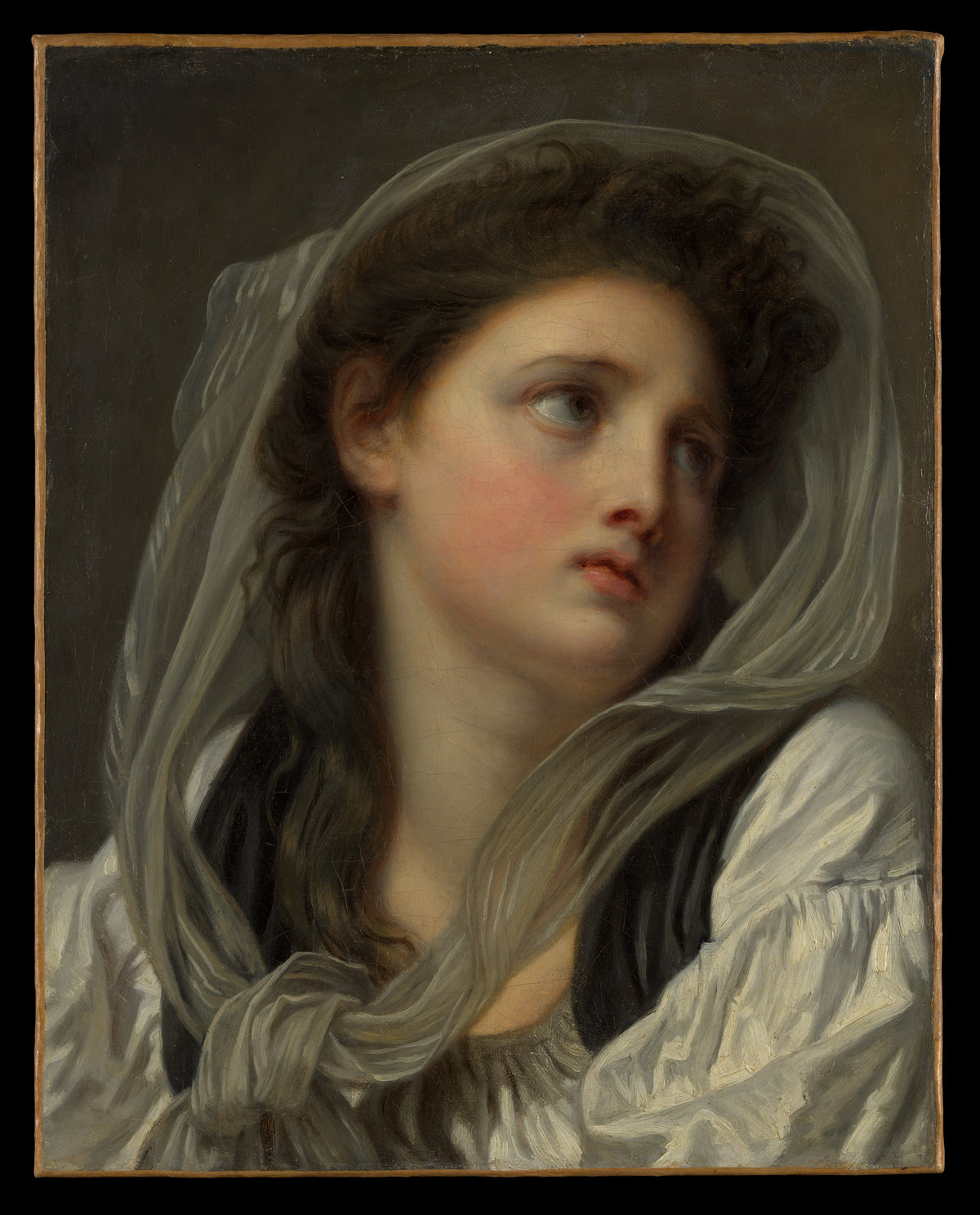 Head of a Young Woman by Jean-Baptiste Greuze - Oil Painting canvas print