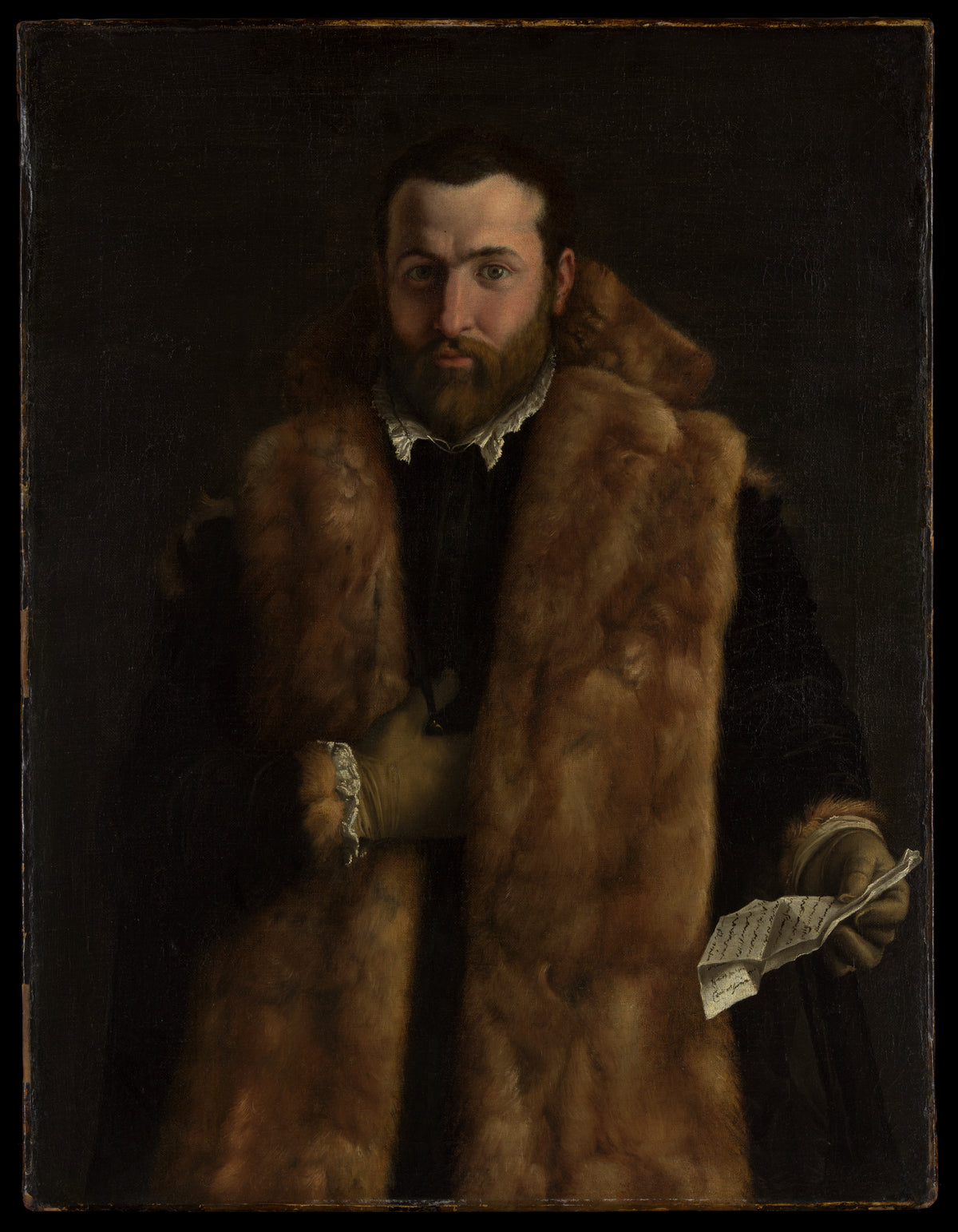 Portrait of a Man in a Fur-Trimmed Coat by Italian (Lombard) Painter - Oil Painting canvas print