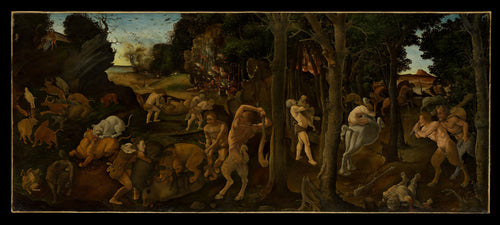 A Hunting Scene by Piero di Cosimo (Piero di Lorenzo di Piero d'Antonio) - Tempera canvas print