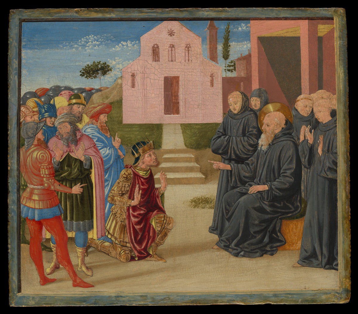 Totila before Saint Benedict by Benozzo Gozzoli (Benozzo di Lese di Sandro) - Tempera canvas print
