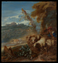 Roman Landscape with a Shepherd and Sheep by Giovanni Benedetto Castiglione (Il Grechetto) - Classic Art canvas print