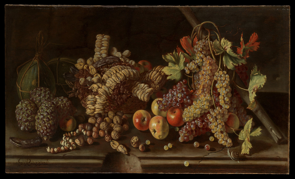 Still Life of Fruit and Nuts by Giuseppe Ruoppolo - Oil Painting canvas print