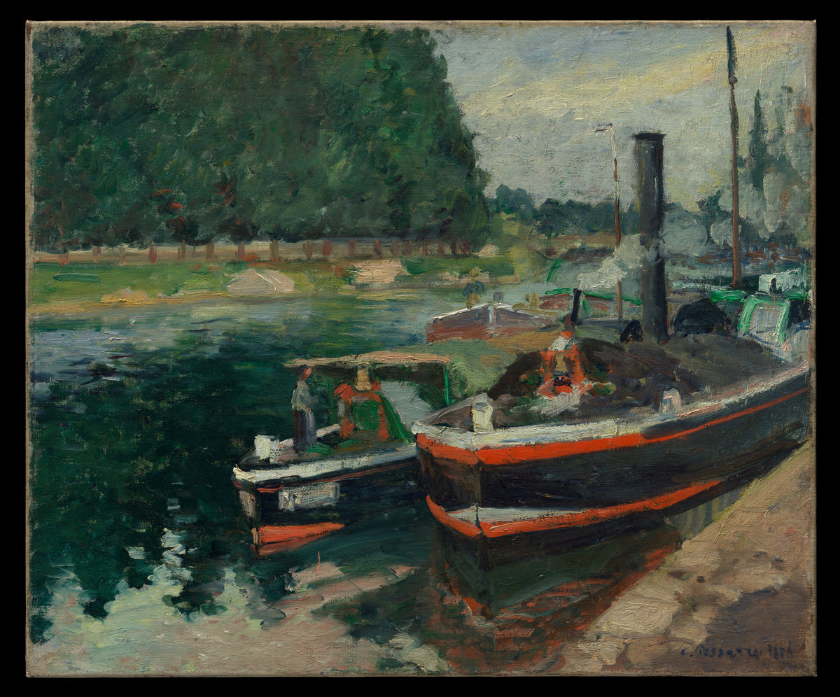 Barges at Pontoise by Camille Pissarro - Impressionist canvas print