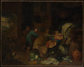 Rustic Interior by David Ryckaert III - Oil Painting canvas print