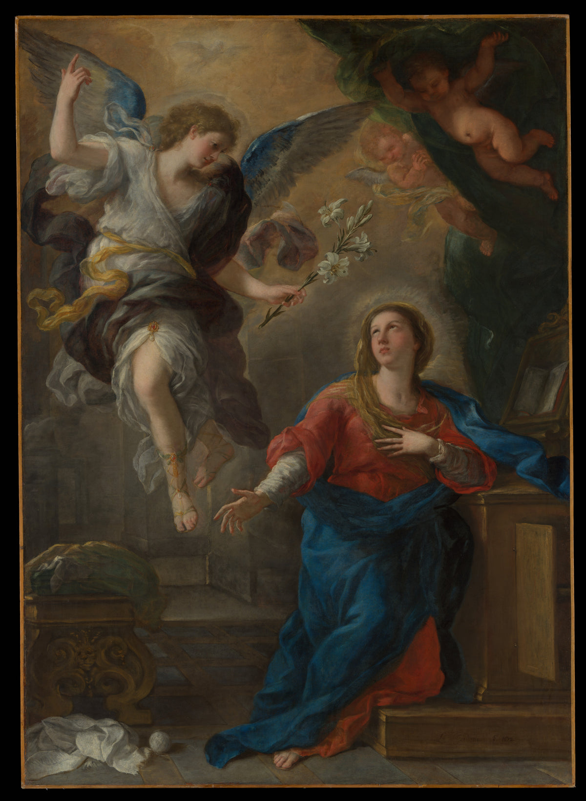 The Annunciation by Luca Giordano - Oil Painting canvas print