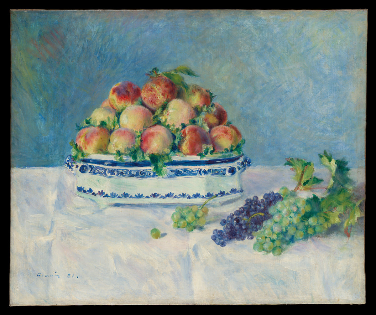 Still Life with Peaches and Grapes by Auguste Renoir - Impressionist canvas print