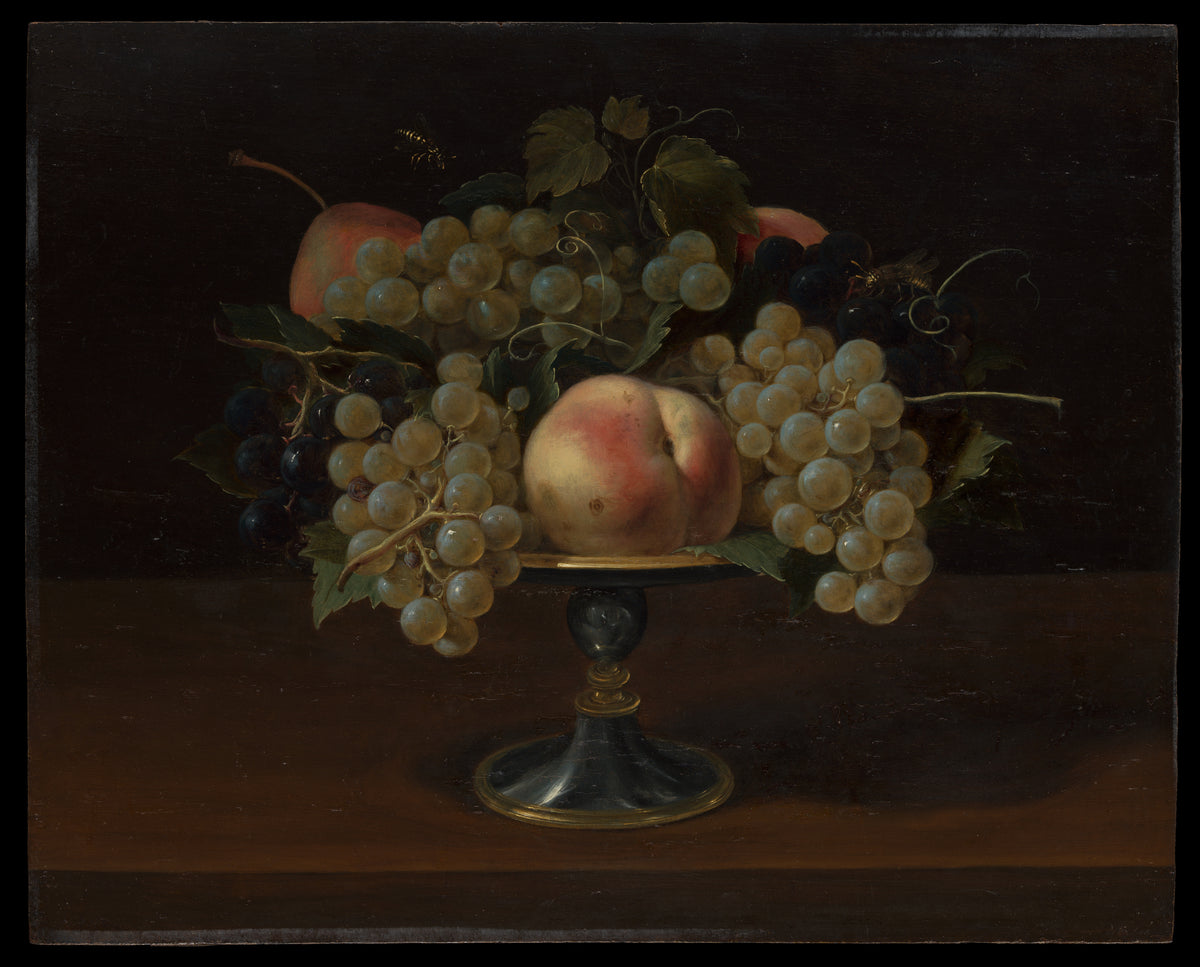 Still Life of Grapes and Peaches by Panfilo Nuvolone - Classic Art canvas print