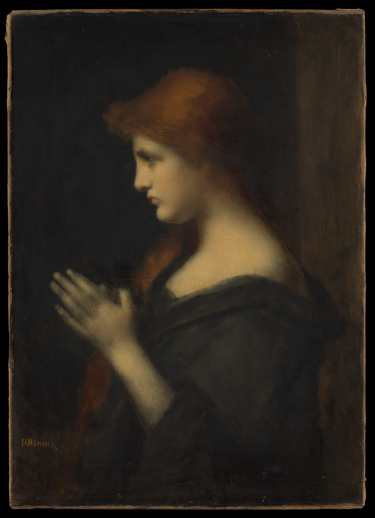 Young Woman Praying by Jean-Jacques Henner - Oil Painting canvas print