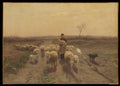 A Shepherdess and Her Flock by Anton Mauve - Oil Painting canvas print