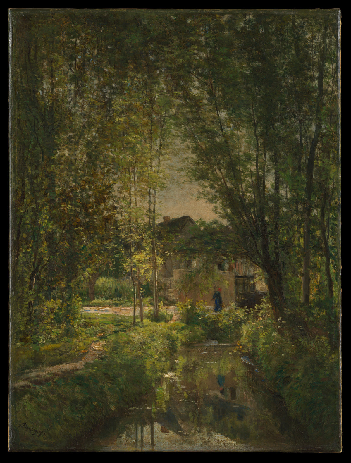Landscape with a Sunlit Stream by Charles-François Daubigny - Oil Painting canvas print