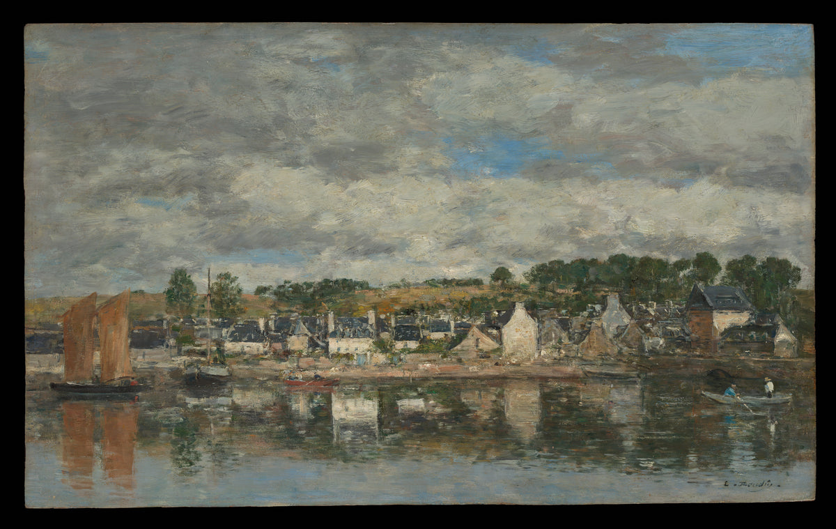 Village by a River by Eugène Boudin - Classic Art canvas print