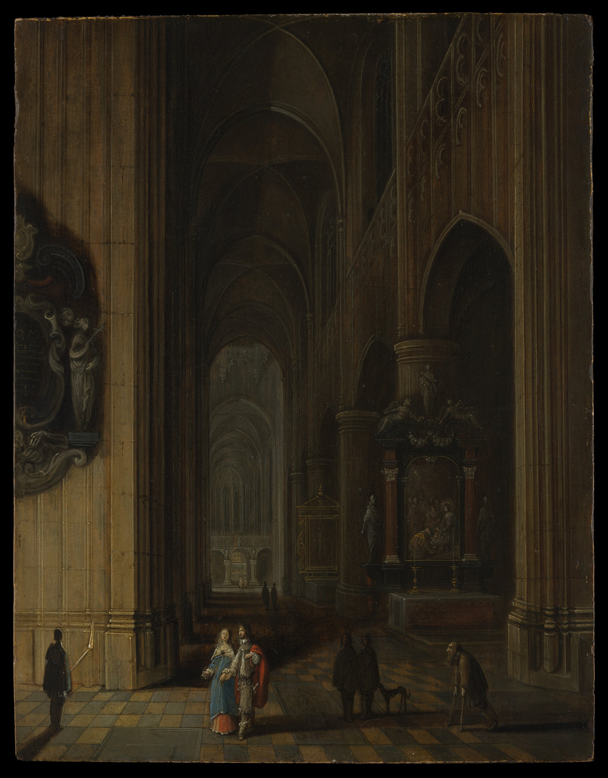 Interior of a Gothic Church at Night by Pieter Neeffs the Younger - Classic Art canvas print