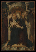 Virgin and Child Enthroned with Saints Catherine and Jerome by Spanish Painter - Tempera canvas print