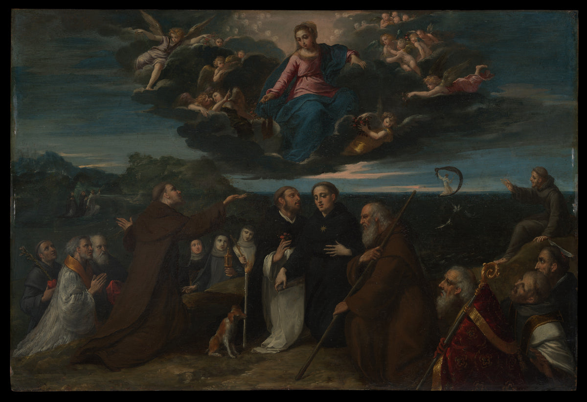 The Virgin Adored by Saints by Scarsellino (Ippolito Scarsella) - Classic Art canvas print