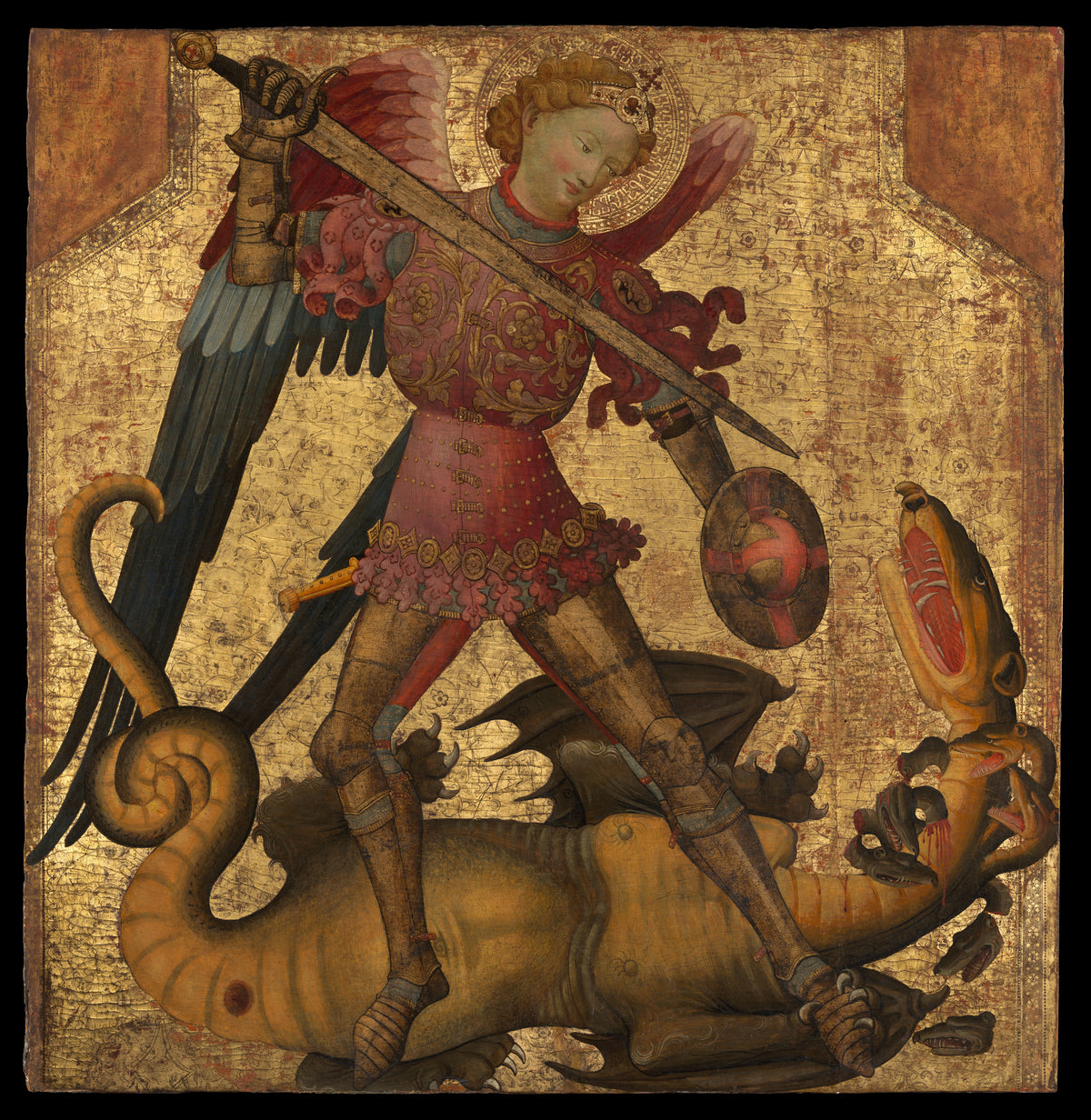 Saint Michael and the Dragon by Spanish (Valencian) Painter(?) - Tempera canvas print