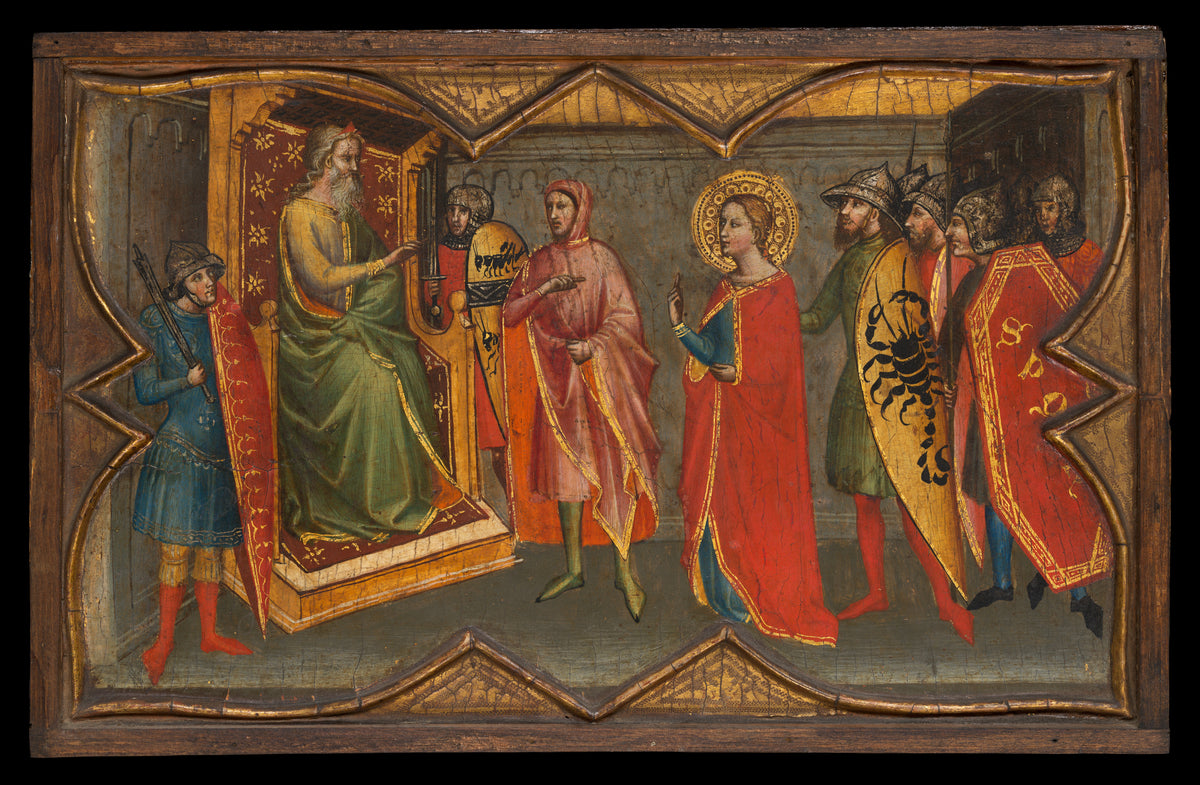 Saint Lucy and Her Mother at the Shrine of Saint Agatha Saint Lucy Giving Alms Saint Lucy before Paschasius Saint Lucy Resisting Efforts to Move Her by Giovanni di Bartolommeo Cristiani - Tempera canvas print