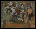 A Woman Seated beside a Vase of Flowers Madame Paul Valpinon by Edgar Degas - Impressionist canvas print