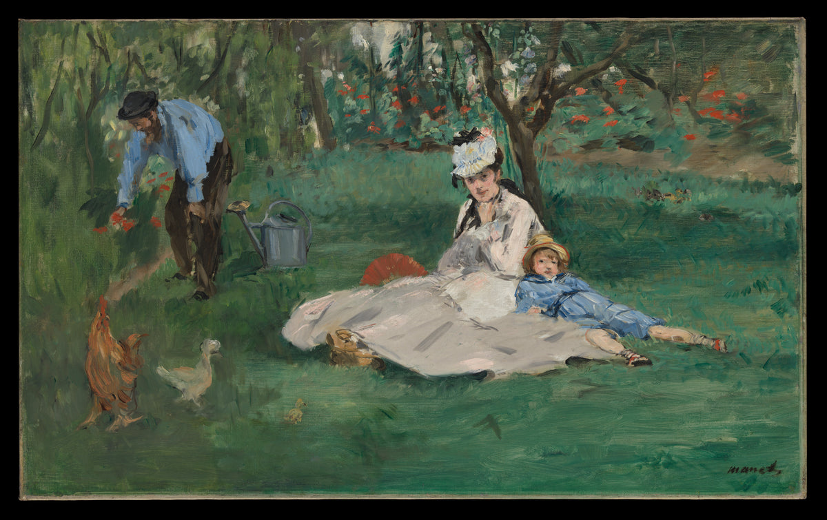 The Monet Family in Their Garden at Argenteuil by Edouard Manet - Impressionist canvas print