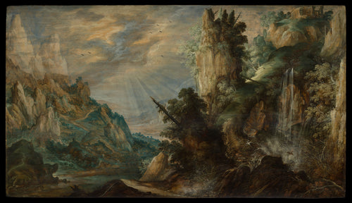 A Mountainous Landscape with a Waterfall by Kerstiaen de Keuninck - Classic Art canvas print