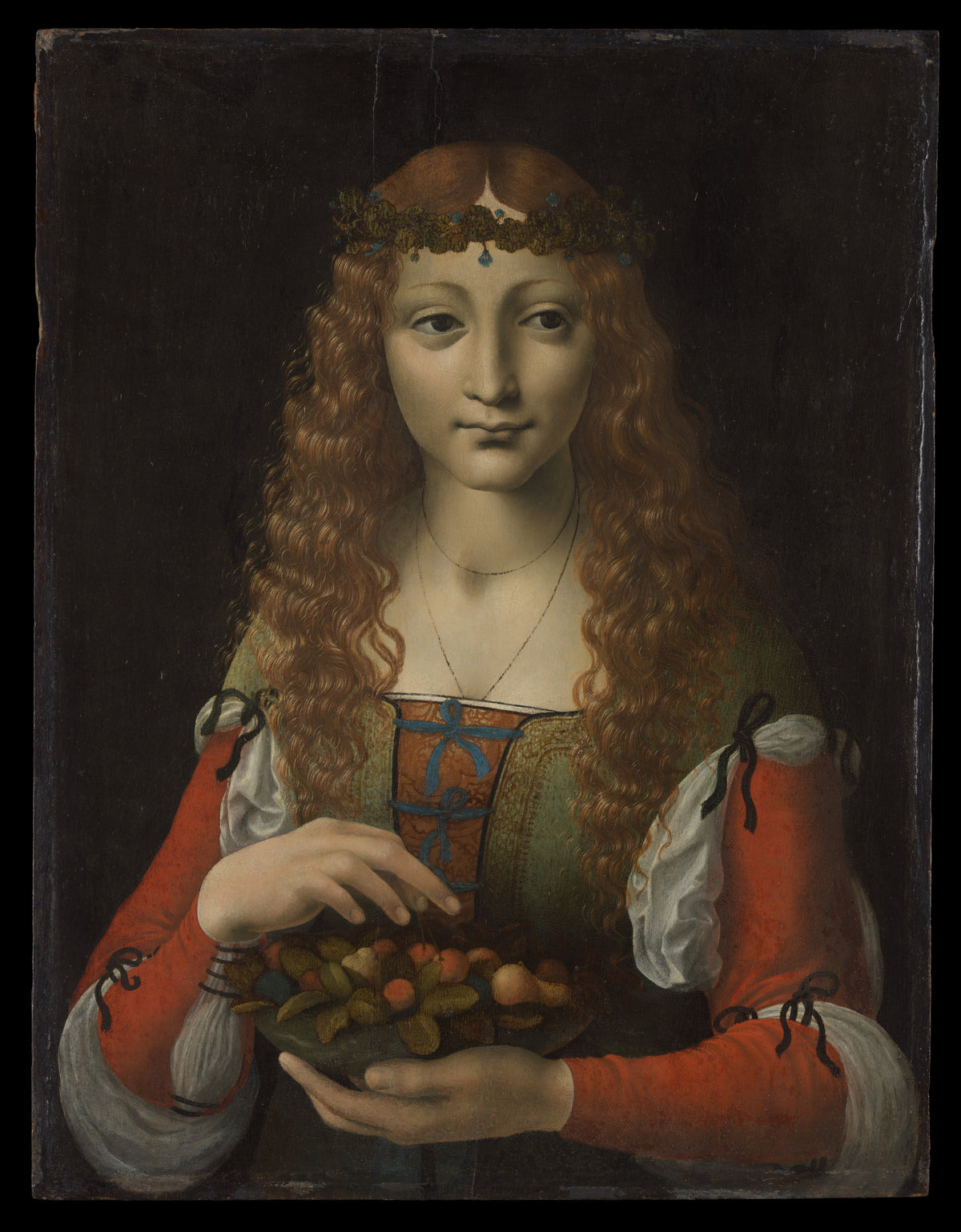 Girl with Cherries by Marco d'Oggiono - Classic Art canvas print