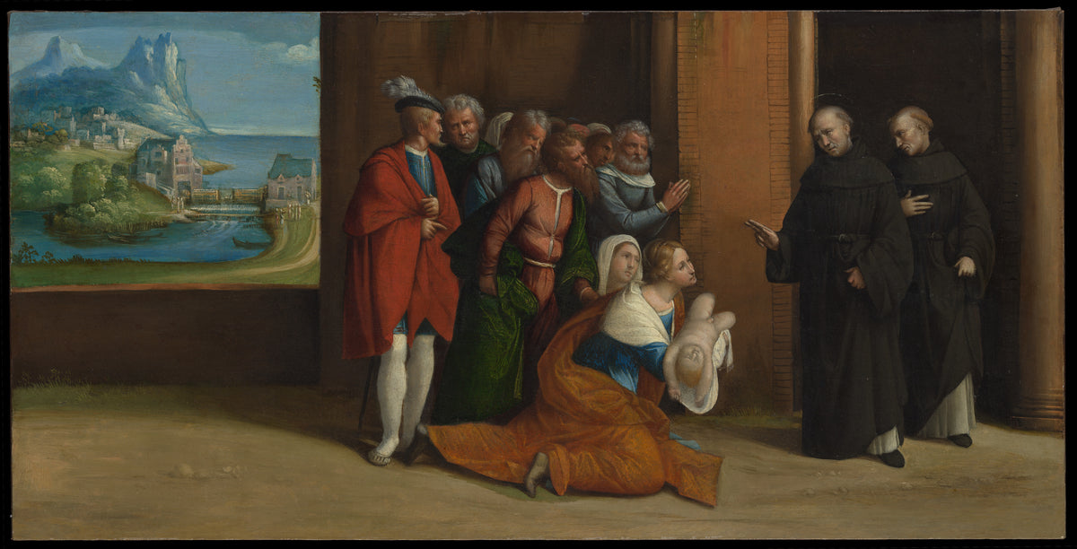 Saint Nicholas of Tolentino Reviving a Child by Garofalo (Benvenuto Tisi da Garofalo) - Oil Painting canvas print