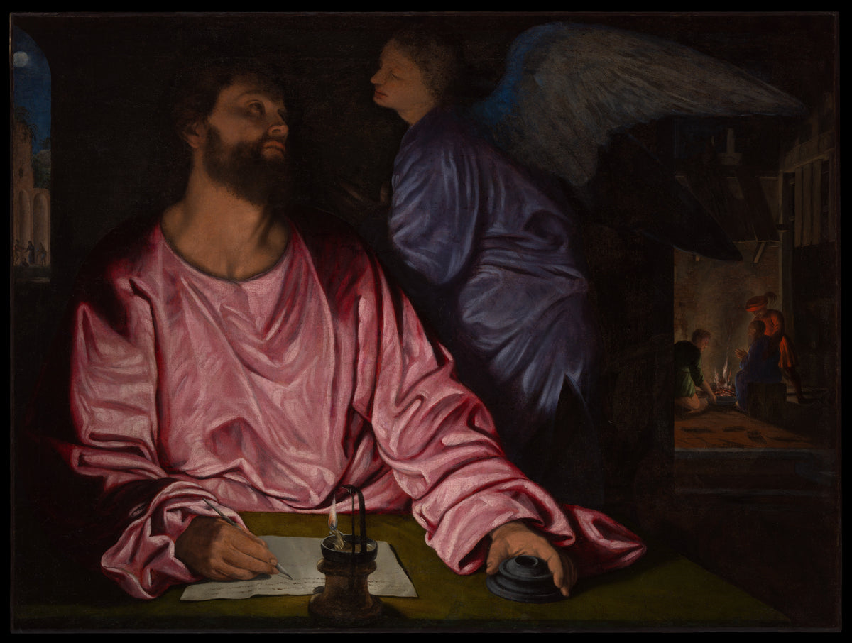 Saint Matthew and the Angel by Giovanni Gerolamo Savoldo - Oil Painting canvas print