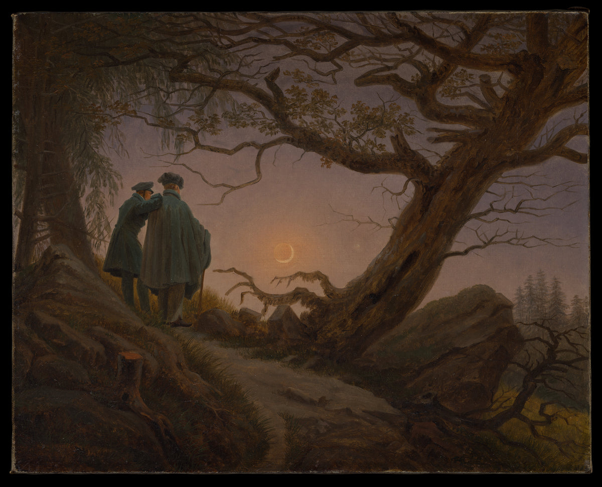 Two Men Contemplating the Moon by Caspar David Friedrich - Romantic canvas print